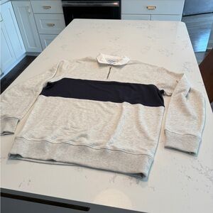 Gray and Navy Quarter-Zip polo Sweatshirt NWT
